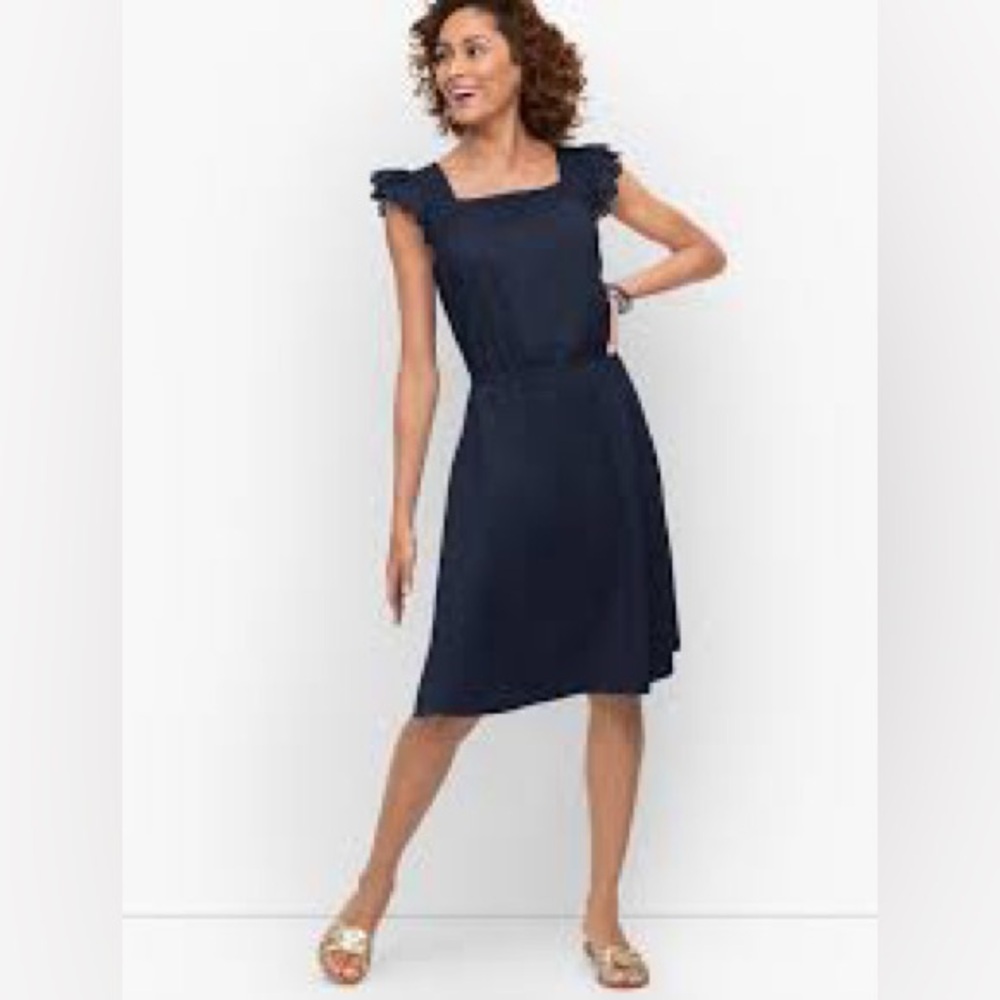 Talbots Eyelet lace slub fit and flare dress size small